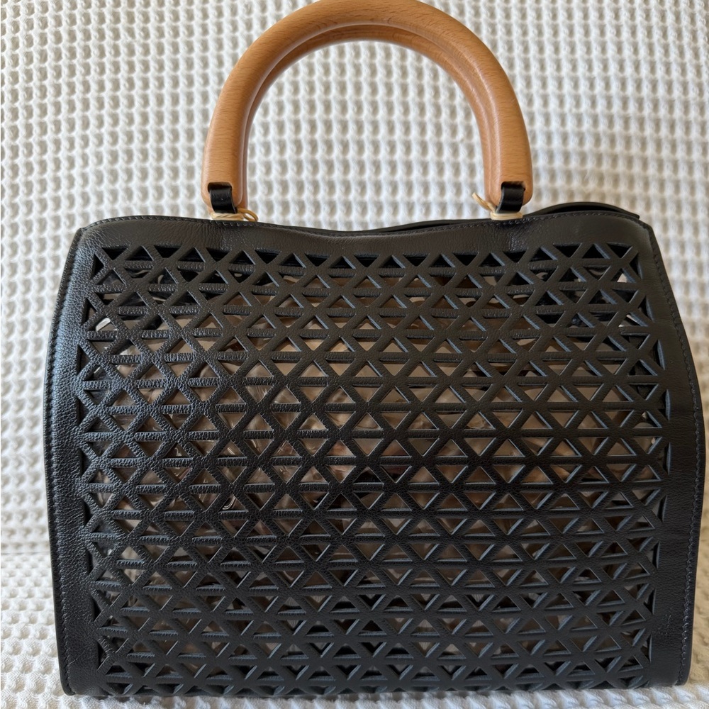 Gorgeous Prada Leather Laser Cut Top Handle Tote - Picture 3 of 16
